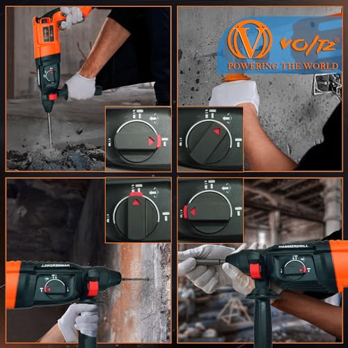 Image of VOLTZ VZ-RH26 Rotary Hammer with 3 Modes, 1300W, Copper Armature, SDS Plus Chuck :26 mm, 950 RPM, Impact Energy 3J with Vibration Control Selector with Forward /Reverse Switch