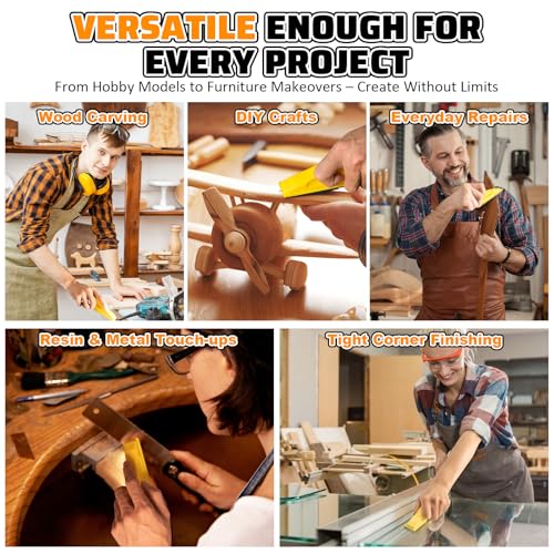 TOVPADE 54PCS Premium Micro Sander, Detail & Mini Sander Block – Precision Small Hand Sanding Tool, 80–800 Grit Sandpaper Kit, 3-in-1 Set for Wood, Crafts, Furniture, Tight Spaces & DIY Projects - Image 5