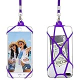 Gear Beast Universal Cell Phone Lanyard - Silicone Cell Phone Holder for Walking w/Neck ﻿Strap, Purple