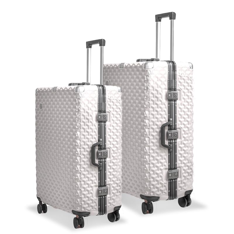 Image of Cubex Hard PC Luggage, Set of 2, Cabin & Medium Size, 100% Polycarbonate, Lightweight and Durable, Silent Wheels, Anti-Theft with Aluminium Frame, and 2 TSA Approved Locks, Moonlight Frost