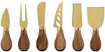 6 Piece Cheese Knives Set with Wooden Handle, Mini Steel Stainless Cheese Knife Set for Charcuterie anCheese Spread, Perfect for Cheese Slicer and Butter Cutter (Acacia Wood-Gold Box)