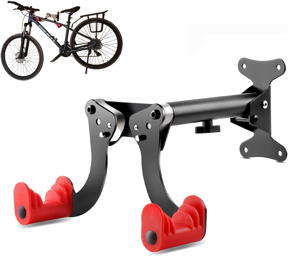 Gluckluz Bike Wall Mount Hanger Adjustable Horizontal Storage Rack Aluminum Alloy Holder with Max Load Capacity 50KG for Road Bike MTB Indoor Garage Apartment