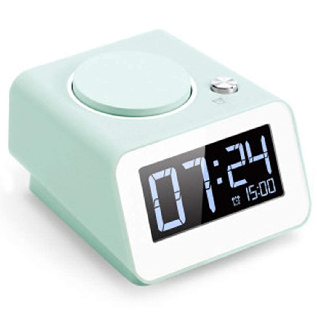 Reloj despertador electrónico inteligente con pantalla grande Lcd, función de carga USB dual Ajuste de brillo Snooze Reloj despertador digital Reloj de mesa Reloj LED portátil, verde (negro) (verde)