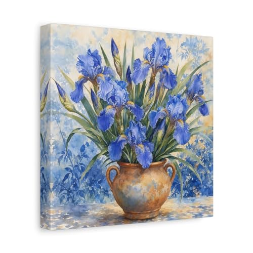 Tableau bleu iris en impression sur toile de 25x25 cm décoratif