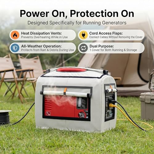 JIAHOO Generator Cover, Portable Generator Cover, Generator Running Cover, Can Be Rolled Up and Opened All Around, 21.7 Lx 13.8Wx17.4H inches, Beige. by JIAHOO - Used condition - Image 2
