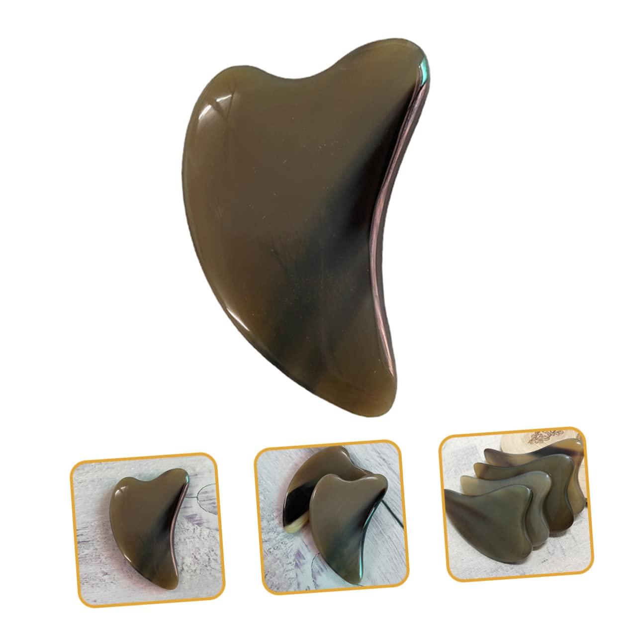 3piezas Tabla De Masaje Guasha De Cuerno Natural Herramienta Para Masaje Facial y Corporal Alivio De Fatiga y Circulación Sanguínea
