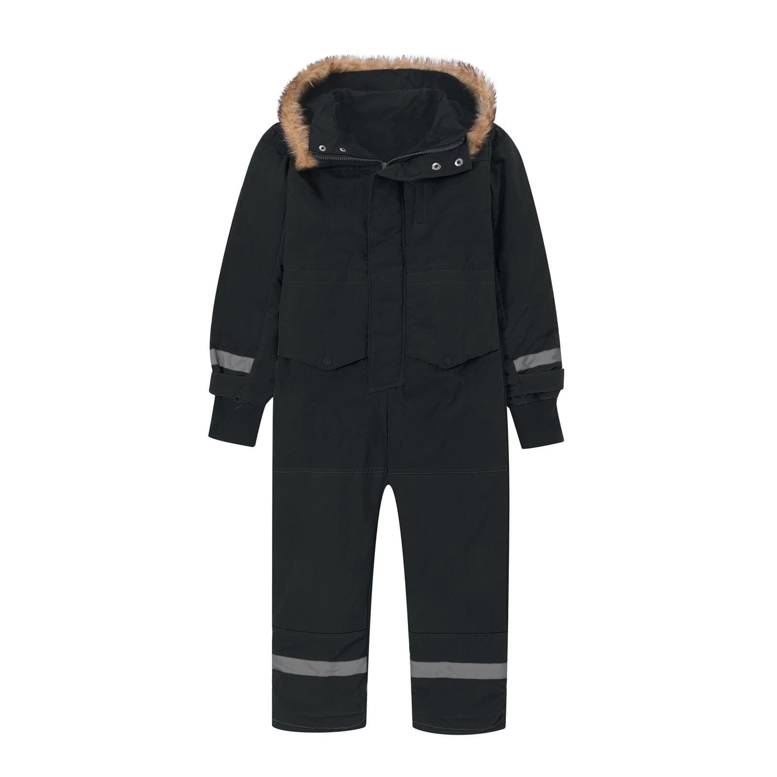 Mono de nieve para niña, resistente al viento, impermeable, forro polar grueso, con capucha y reflectores, traje de esquí de una pieza para niños pequeños, traje de nieve para vacaciones de invierno