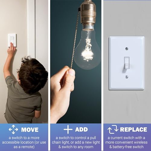 Image of RunLessWire Single Pole Wireless Light Switch Kit, White