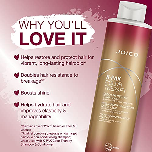 K-Pak Color Therapy Color-Protecting Conditioner | For Color-Treated Hair | Boost Shine & Elasticity | Repair Breakage | Rebuild Damaged Hair | With Keratin & Argan Oil | 33.8 Fl Oz #TOP1