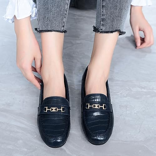 Image of Women's Loafer Casual On Flat Shoes Classy and Comfortable Slip On Flat Shoes (Stone Blue 6W)