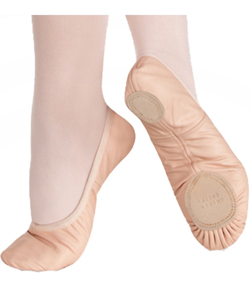 Body Wrappers 202A Adults' Sterling Split Sole Leather Pleated Ballet Slipper (Theatrical Pink, 4 M US)