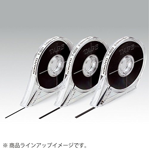 Image of KOKUYO Whiteboard Tape, Width 2 mm 1 /12 inch Borders Pulling Tape, Whiteboard Dry Erase Board Accessories, Striping Chart Graphic Grid Tape, Length 16m, Black, Japan Import (T-502)