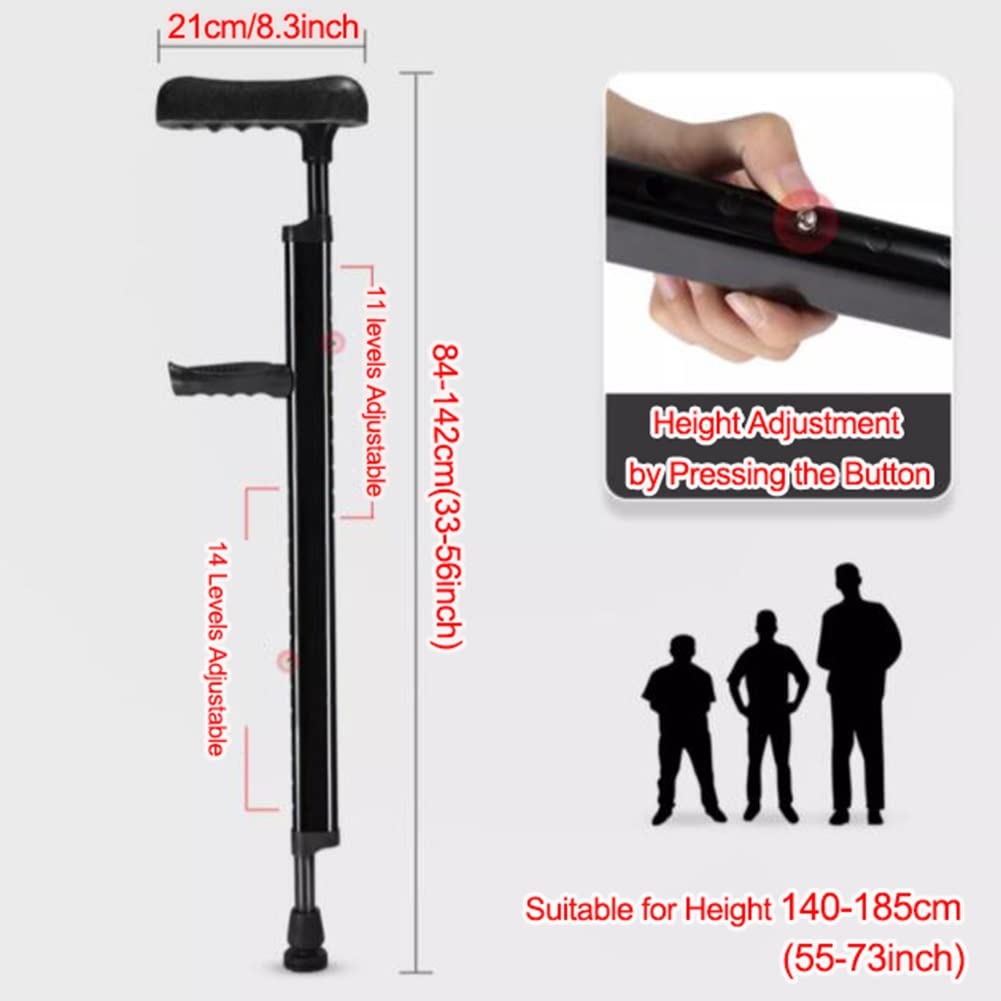 Soporte de antebrazo liviano para hombres/mujeres, muleta/bastón de axila de altura ajustable, capacidad de carga de 300 libras, para altura de 4'6"-6'3" (tamaño: 1 unidad)