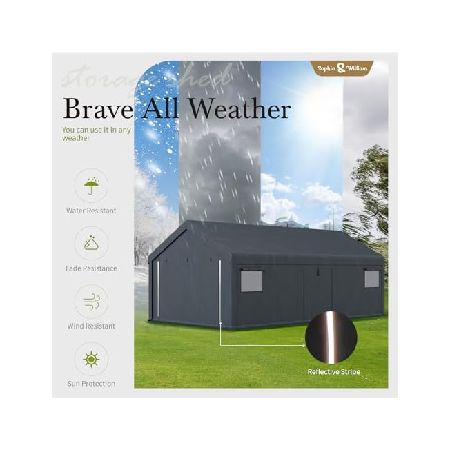 Sophia & William Carport Storage Shed 13x24 ft Portable, Heavy Duty Car Port Canopy Garage Shelter with Sidewalls