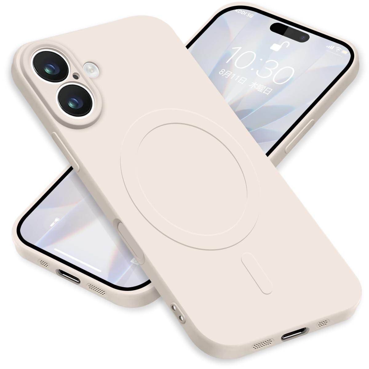 ZHUAZHULE ケース 用の iPhone17 アイフォン17 スマホケース MagSafe対応 シリコン カバー 耐衝撃 レンズ保護 マグネット搭載 車載ホルダー ワイヤレス充電対応 ストラップホール付き オシャレ 指紋防止 薄型 (オフホワイト)