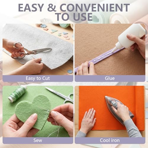 Image of Felt Fabric 36'' X 36'' Large Felt Sheets Stiff Craft Felt by The Yard for DIY Crafts Letter Coaster Flower Ornament Sewing Party Decoration Christmas Supplies Nonwoven (White)