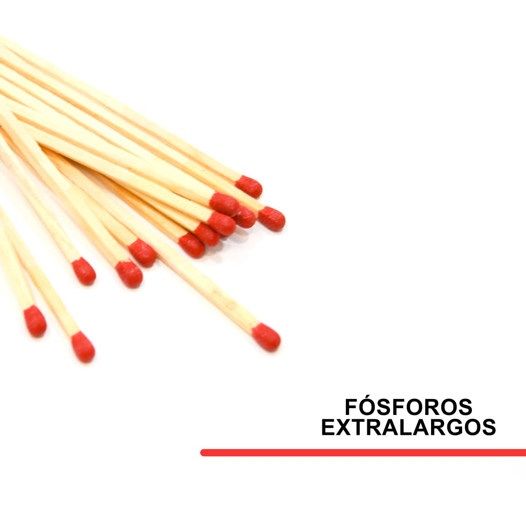 Pyro Feu 4755-48, Fosforos Extra-Largos 28cm, Caja de 40 Uds, Madera (el paquete puede variar)