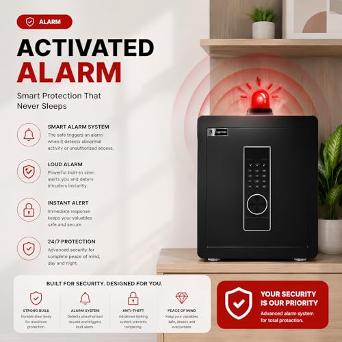 Image of Amazon Basics Pro Gross Capacity - 51L (Net - 46L), Digital Password Safe Locker Box for Home & Office | Electronic Security Locker Safe With Motorized Locking, Strong Steel Body, Anti Theft Design