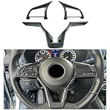 KEALAS Carbon Fiber Steering Wheel Interior Decoration Cover Trim Accessories for Nissan Altima(2019-2024),for Sentra/Versa(2020-2024),for Leaf/Kicks(2018-2024),for Rogue(2017-2020),for Rogue Sport