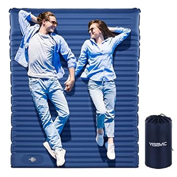 YISSVIC Materassino Campeggio per 2 Persone Gonfiabile Autogonfiabile con Cuscino Versione più Spessa Campeggio Resistente all'Acqua per Trekking Blu