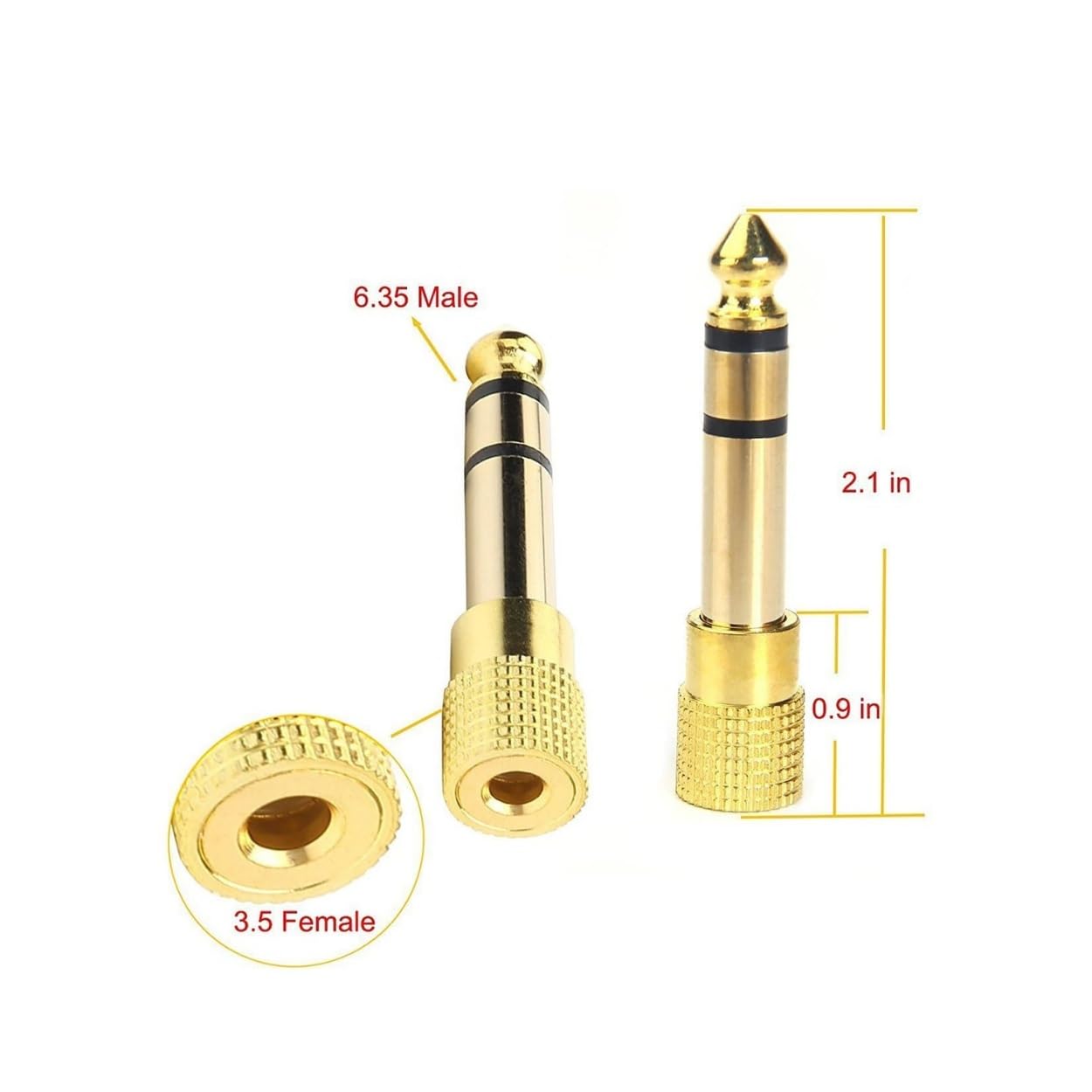 Audio-Adapter 6,35 mm auf 3,5 mm AUX: vergoldeter Stereo 1/4 Zoll auf 1/8 Zoll TRS Konverter