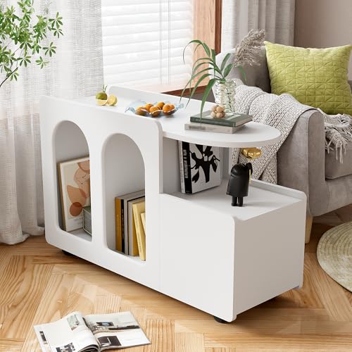 Chariot de rangement multifonction blanc pour libérer l'espace du salon avec élégance - 3