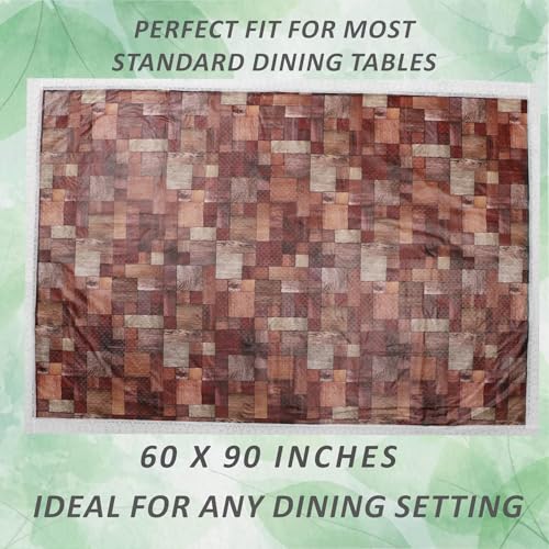 Image of Dakshya Industries 6 Seater PVC Waterproof Dining Table Cover 60x90 Inch | Floral Printed Washable Table Cloth with Lace Border