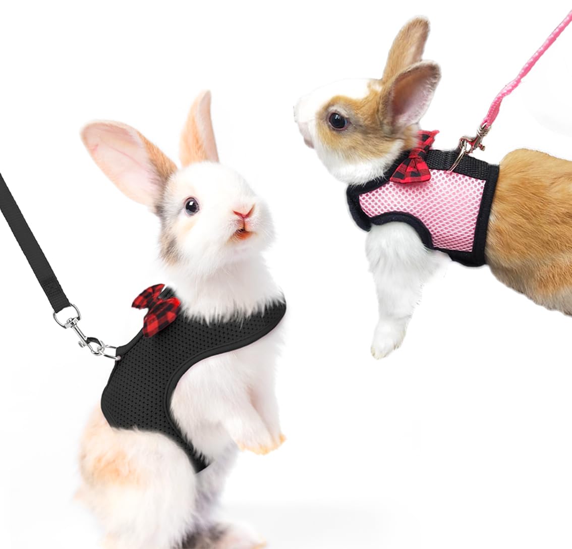 2 Pcs Arnés Conejos con Correa Elástica Arnés Suave de Conejos Correa Cuerda tracción Conejo Mascota Correa Arnés Conejo Ajustable para Animales Pequeños Conejo Hamsters Gatos Set Arnés para Perros