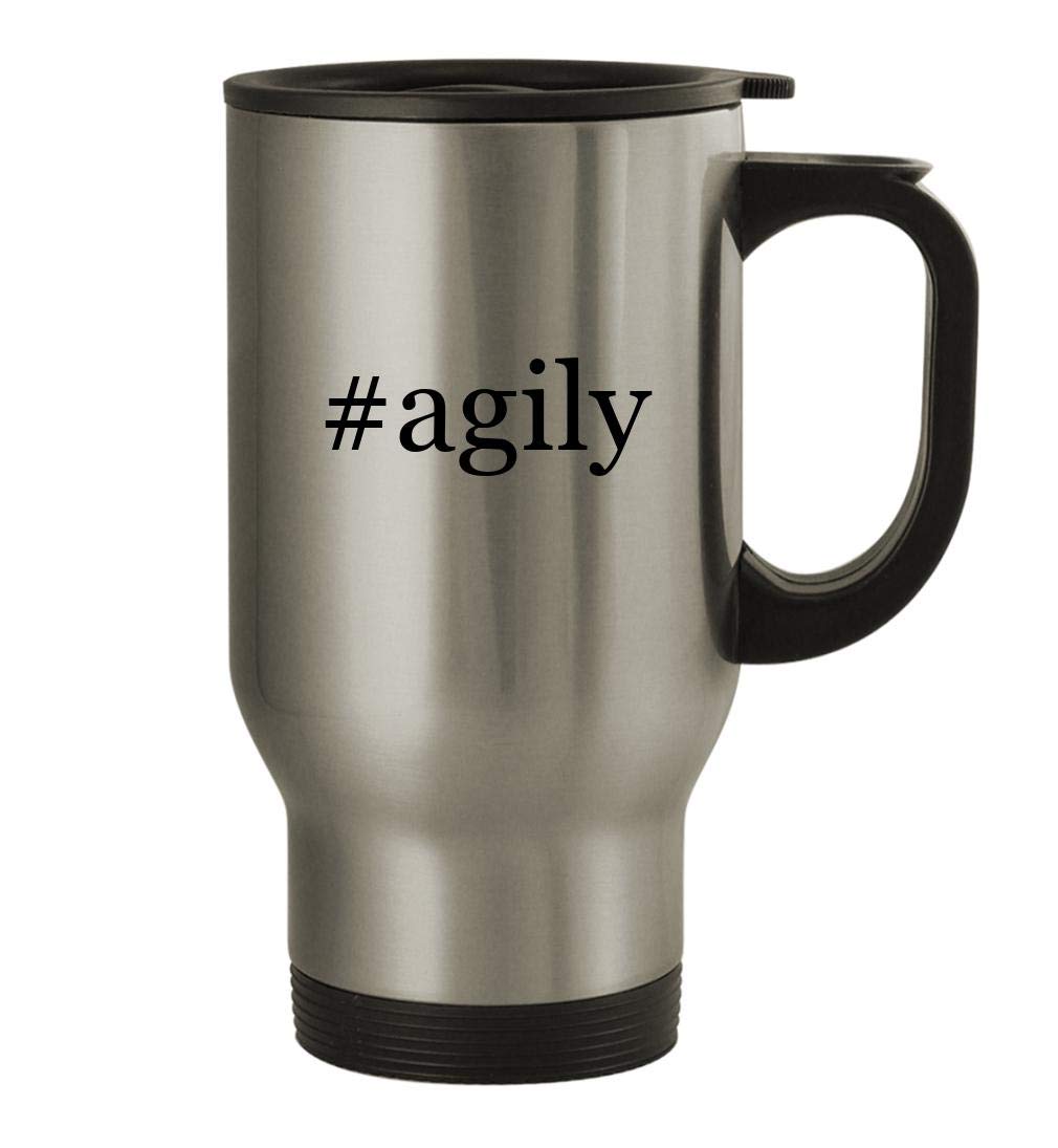 #agily - 14oz Stainless Steel Travel Mug, Silver