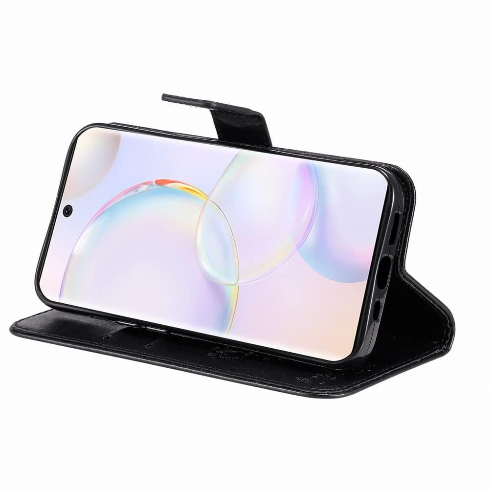 Custodia per Honor Magic 5, custodia flip in pelle con funzione stand nero