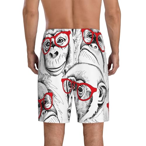 Monkey Print Men’s Sleep Shorts Bottoms Soft Comfy Pajama Wear Pants With Drawstring Pockets3