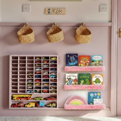 Image of 1PC Plush Bookshelf for Kids, Soft Hanging Wall Book Display Shelf | Nursery Floating Book Organizer, Easy Mount Soft Storage Shelf, Pink