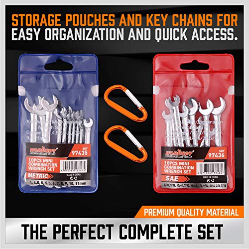 Image of HORUSDY 20-Piece Mini Wrench Set, Small Wrench Set, Metric and SAE Mini Combination Wrench Sets