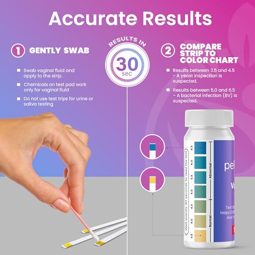 pelvana vaginal ph test strips for women  50 strips at-home bv and yeast infection test kit vaginal ph tester to differentiate between conditions