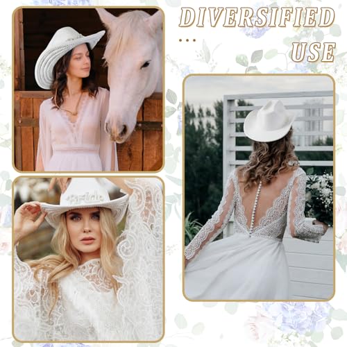 Image of Hercicy Rhinestone Cowboy Hat with Diamond Fringe CowHat for Cosplay Wedding circumference between 21.5 and 23.5 inches