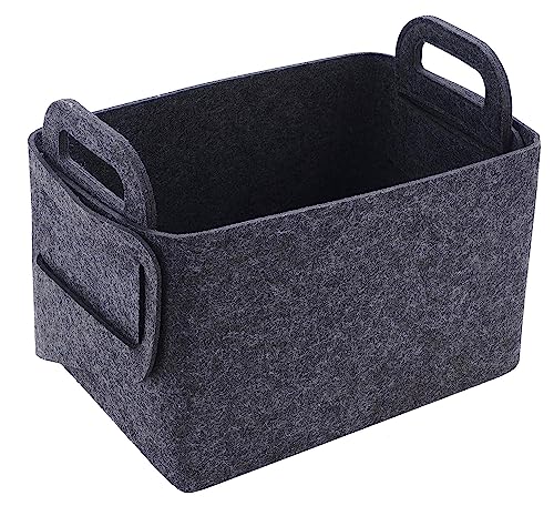Image of Renva Felt Storage Basket for Organizing, Large Fabric Collapsible Storage Bins with Handles, Foldable Storage Basket Bins, Perfect for Shelves, Closet, Books, Clothes Organizing (1, Black)