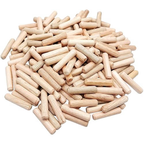 100 Pcs Wooden Dowels Pins, 6x50mm Wood Plugs Dowel Rods, Woodwork Pins Tapered and Ribbed for Grooved Fluted, Craft, DIY Craft, Carpentry