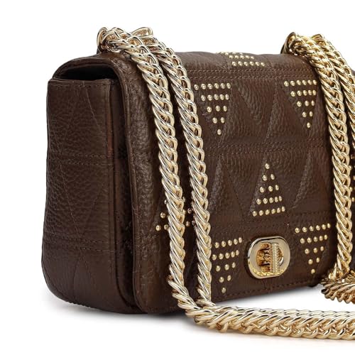Image of Da Milano Leather Shoulder Bag for Women - Brown (00378OL)