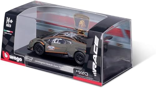Miniatura 8 de Bburago - Carrera - Lamborghini Huracan Super Trofeo EVO2 Roger Dubuis - Coche de carreras miniatura a escala 1:43 - Juguete para niños -