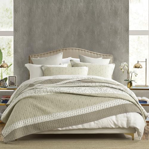Edredón king reversible beige 100% algodón colcha ligera con fundas 2