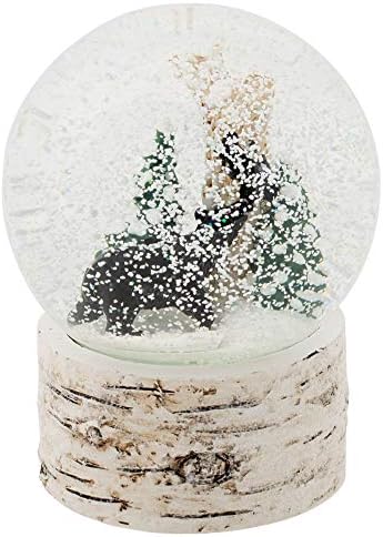 White Wash Wood Black Bear 5.5 inch Resin Decorative Snow Globe