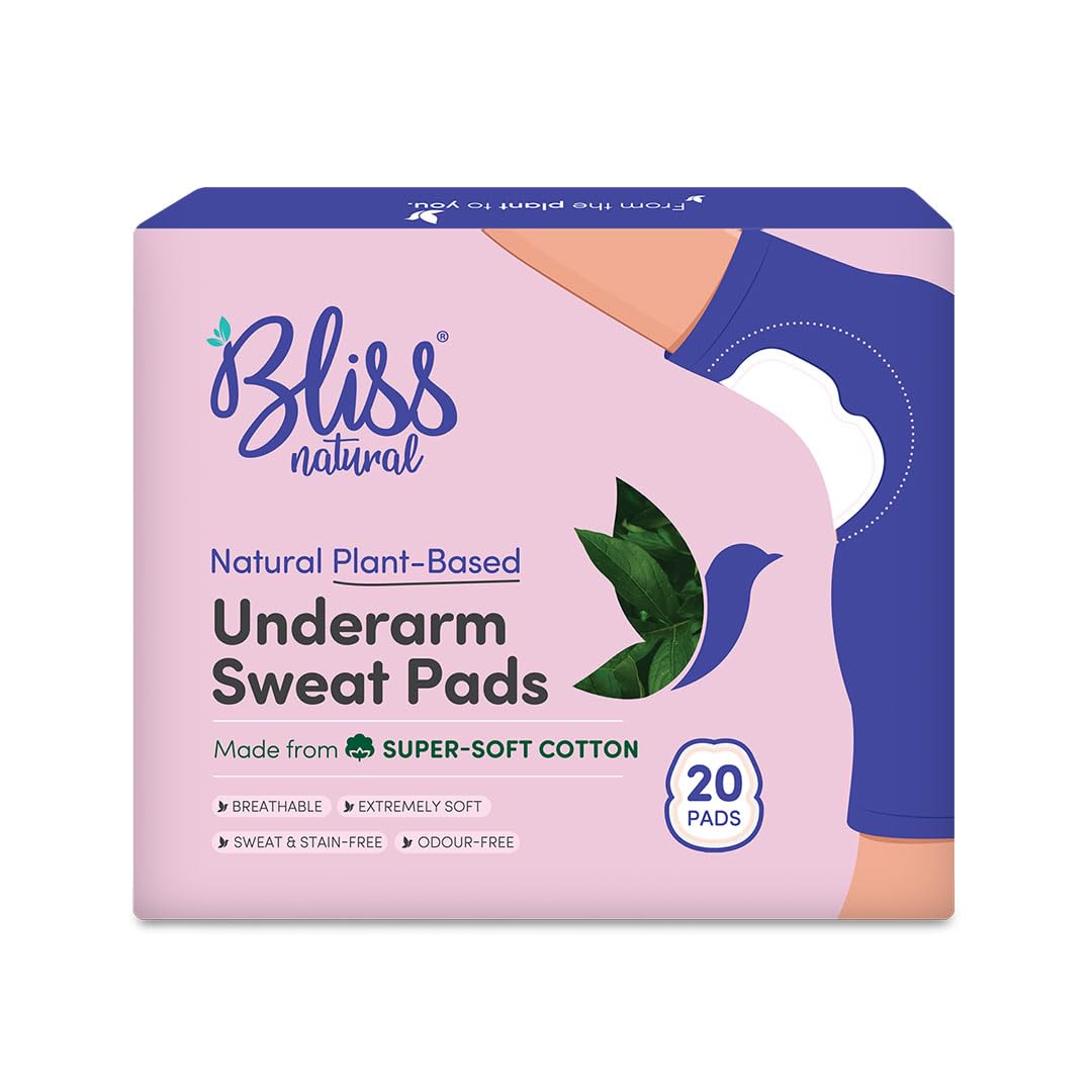 BLISSNATURAL Underarm Sweat Pads | No More Sweat Stains | Super Soft Sweat Pads | Absorbs Sweat Stains & Odour Free | Skinny Fit And Breathable | For Men And Women Pack Of 20 pads