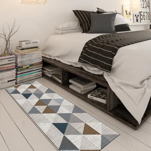 Alfombra gris 80x90 cm lavable y antideslizante para pasillo 3