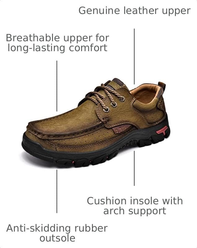 Image of MOSTELO Mens Slip On Casual Loafers Classic Outdoor Leather Walking Hiking Shoes Comfortable for Work Office Dress Outdoor