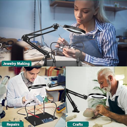 Image of Soldering Station Helping Hands with Magnifying Glass Third Hand Solder Tool