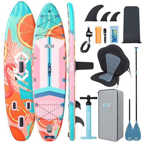 ZLX Tabla Paddle Surf Hinchable 350cm con Asiento – Ideal para Principiantes, Familiar, EVA Antideslizante, PVC Militar 3 Capas, Estable para Mar, Lago & Río, Paseo en Pareja