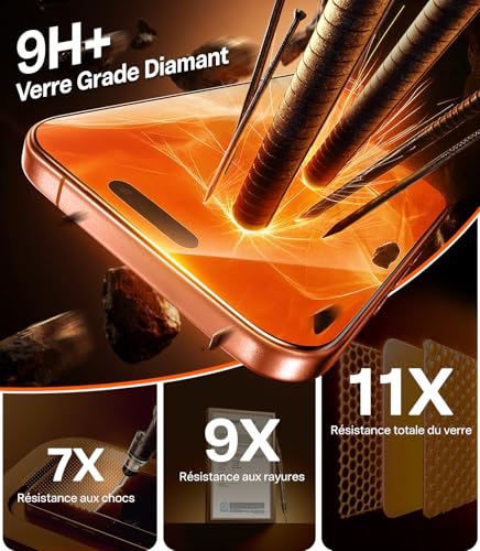 Protection écran iPhone 16 Pro TORRAS en verre trempé haute performance - 5