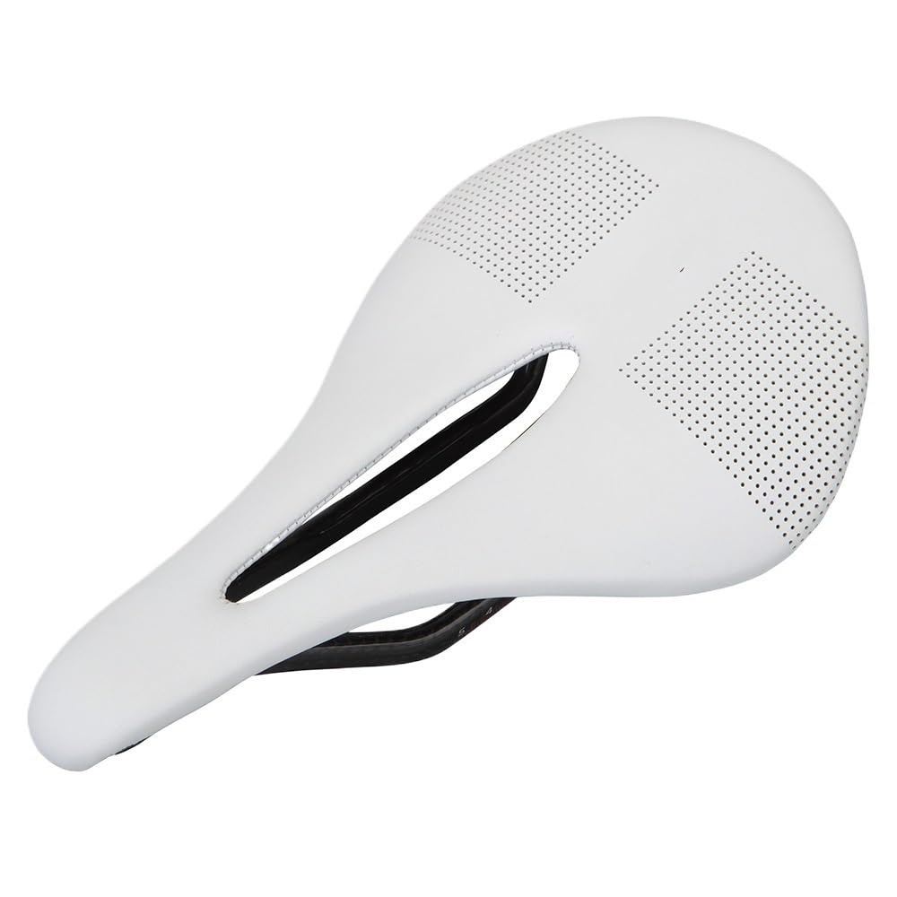 Bike Seat Bicycle Saddle Leather Black Carbon , SEAT Bike Saddles(WHITE)