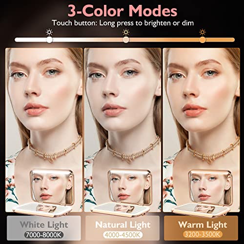 Omobolanle Travel Makeup Mirror, Desk Mirror With Light, 5X Magnifying Mirror With Auto-Off Lights And Stand, Rechargeable Portable Folding Led Vanity Mirror, Gift For Mother Black #TOP6