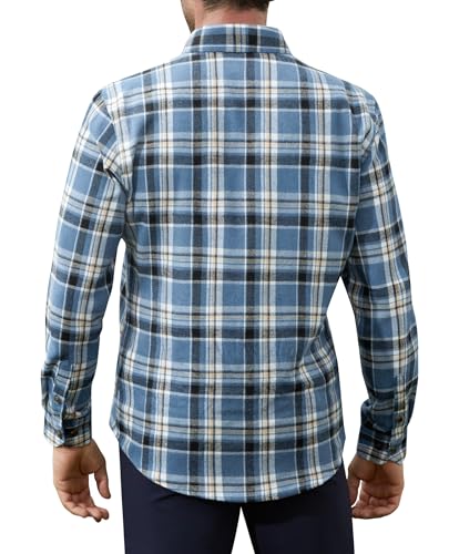 Plaid Mens Flannel Shirts Long Sleeve Dress Shirts for Men Casual Button Down Big and Tall Button Up Shirt3